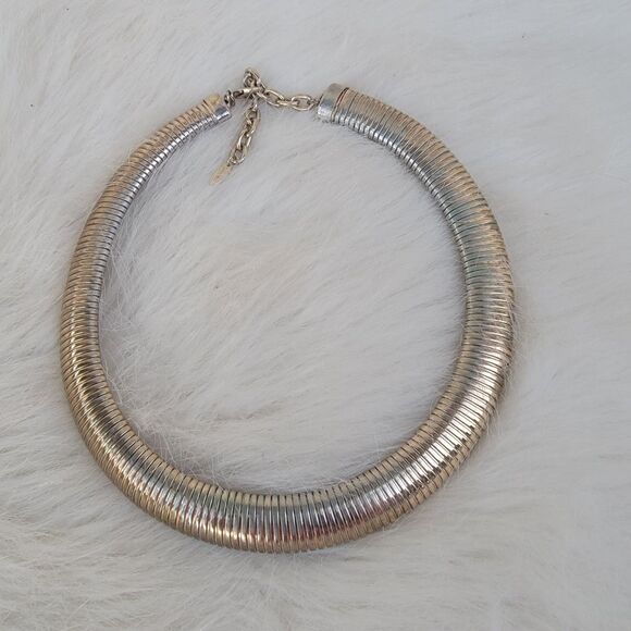 Natasha Jewelry - Vintage goldtone omega collar necklace signed NATASHA
